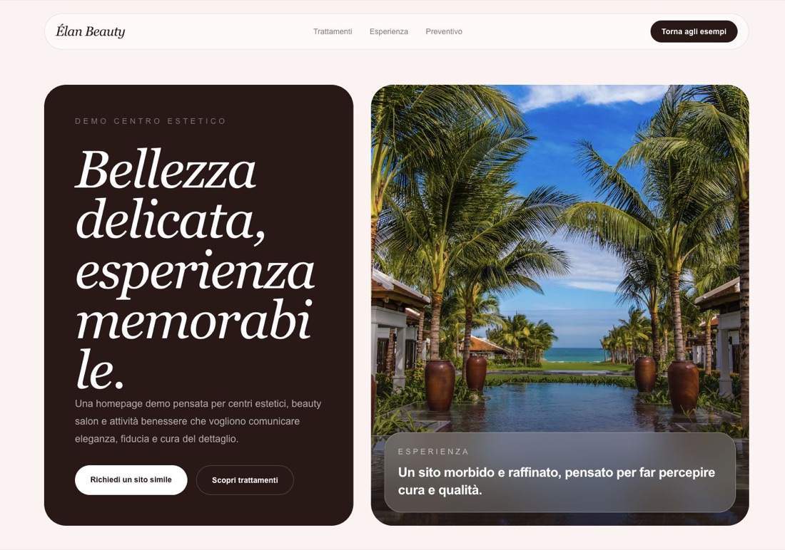 Anteprima della pagina demo beauty