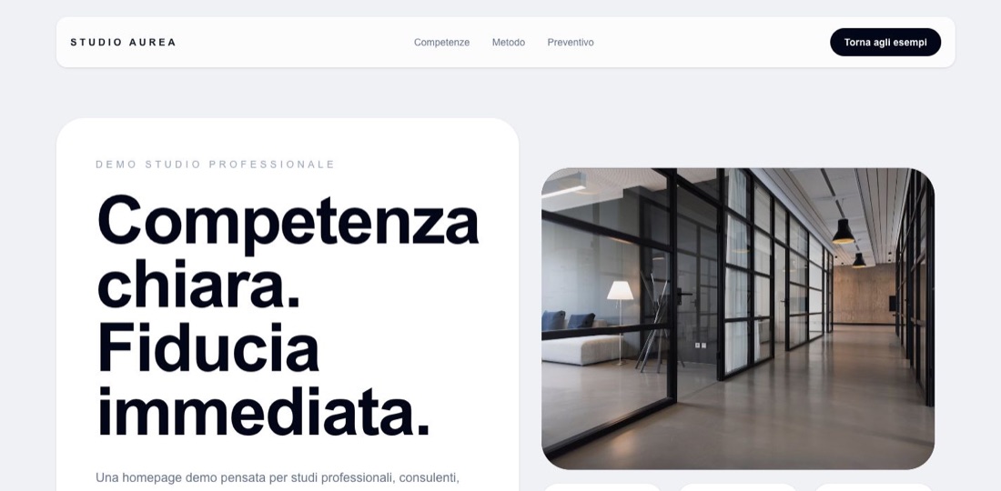 Anteprima della pagina demo studio professionale